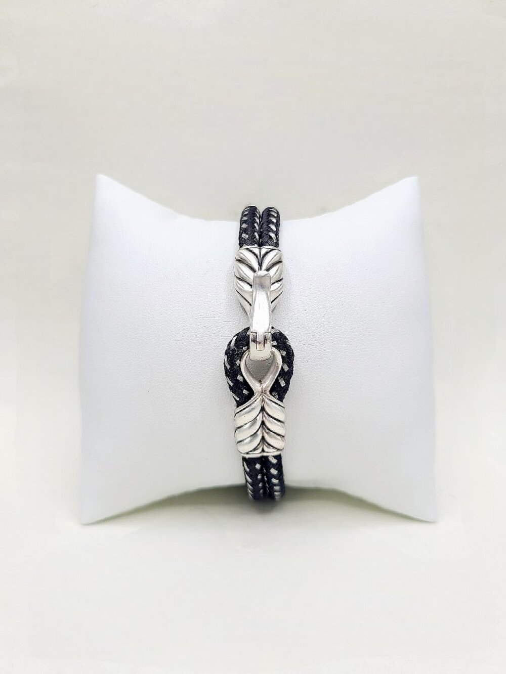 David Yurman Maritime Chevron Double Cord Bracelet in Sterling Silver - Size Med